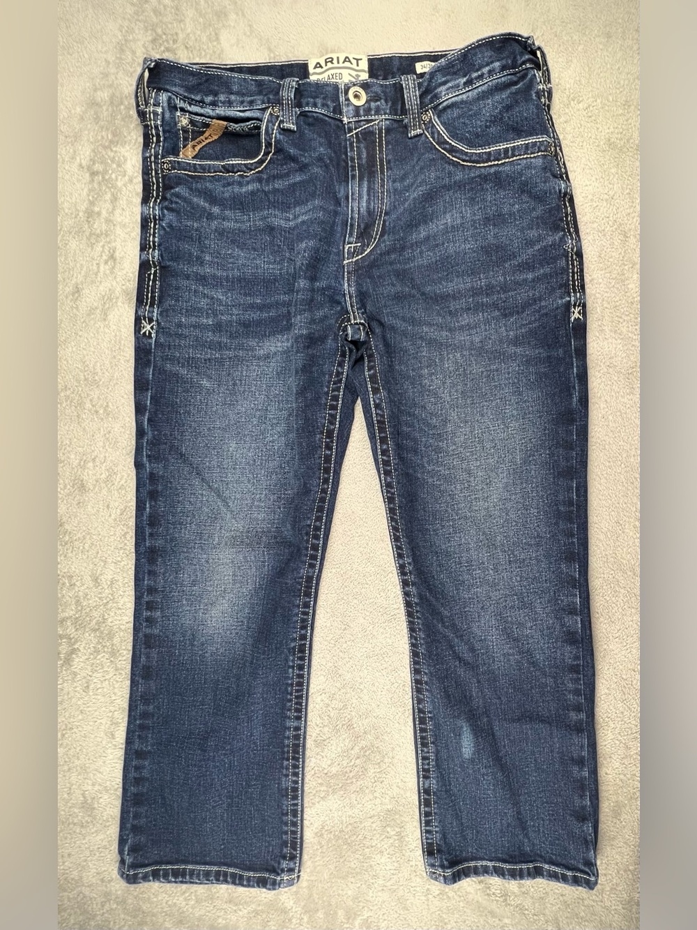 Ariat M4 Jeans Men 34x30 Blue Bootcut Relaxed Denim Pants Turnout Adkins Western